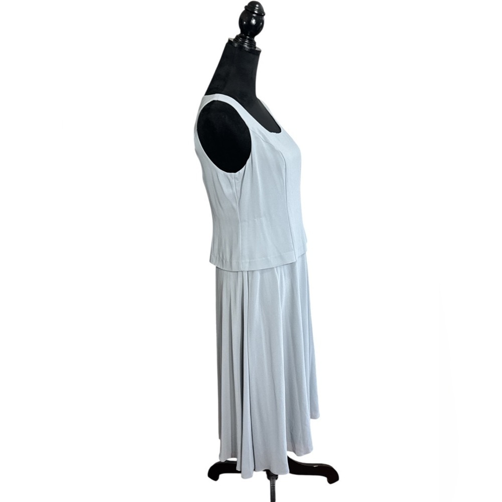 Jessica Howard Silver Gray Sleeveless Layered Midi Dress Size 10P Petite - Picture 5 of 10